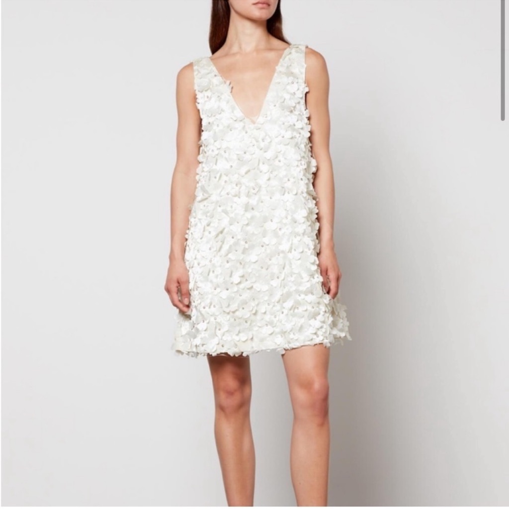 Stine Goya White Floral Applique Mini Dress